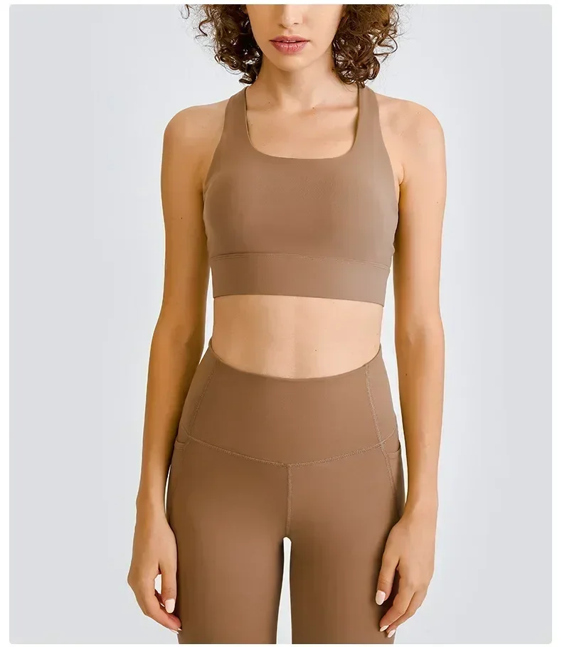 Roupa interior esportiva ioga limão-sem costura para mulheres, top crop respirável, sutiã resistente a choques de alta resistência, roupas fitness para mulheres