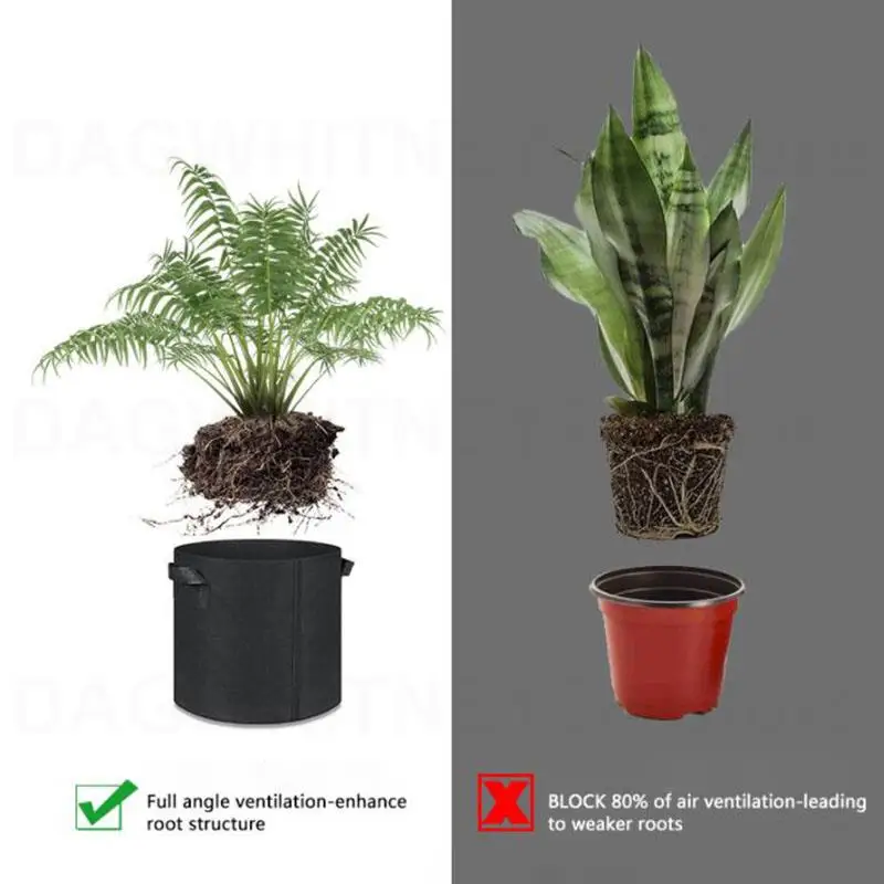 Fabric Plant Flower Pots 1Gal 3Gal 5gal 7gal 10gal Grow Bags Garden Tools Supply Growing Veg Big Size Planting gallery 3