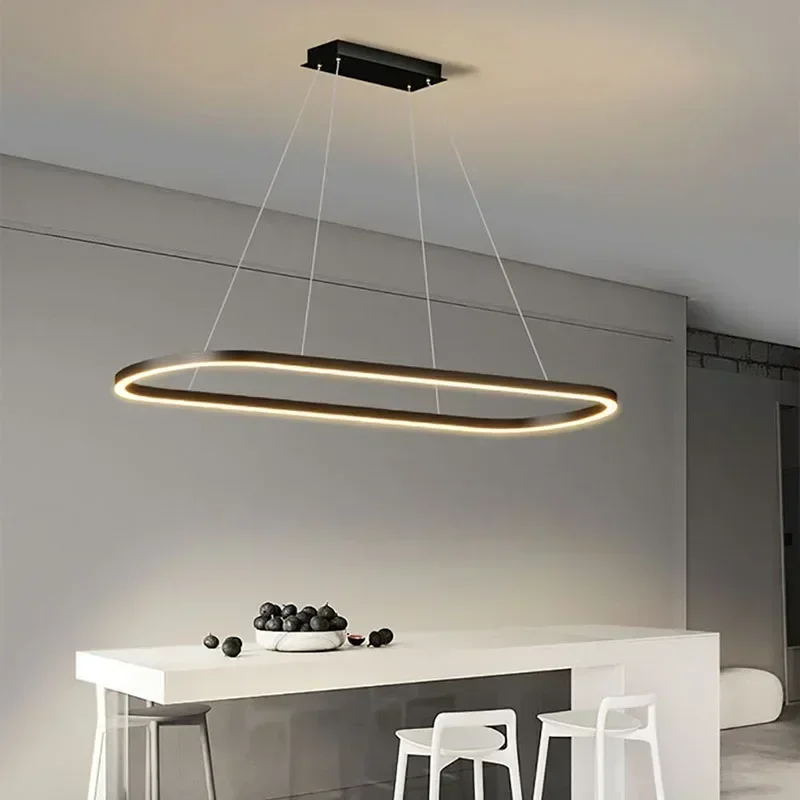 Nordic LED Restaurant Chandelier Ring Aluminum Chandelier Suitable For Kitchen Restaurant Hanging Chandelier Lustre Lighting
