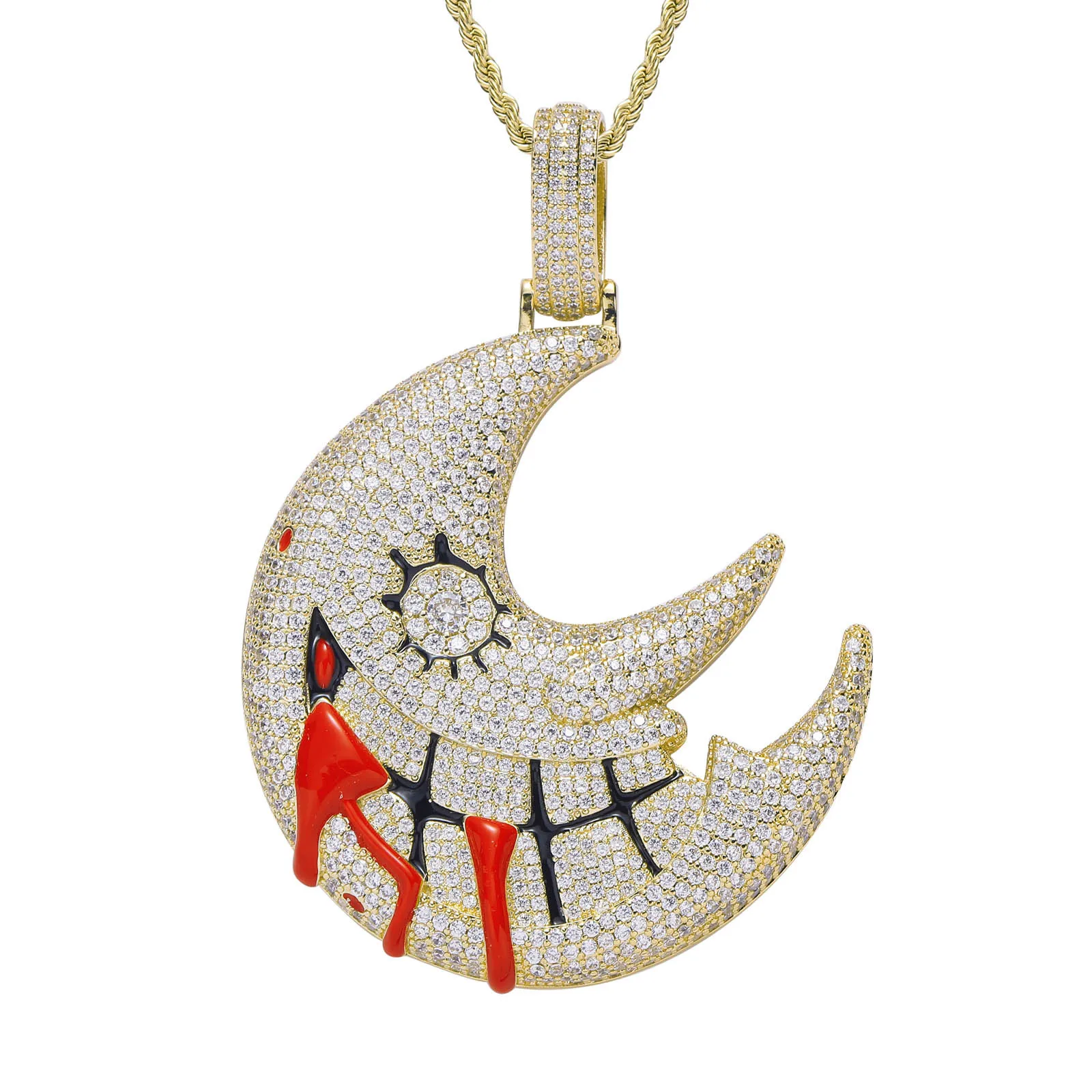 Fashion Moon Pendant Necklace Trippie Redd With The Same Exaggerated Funny Hip-Hop Rap Necklace Jewelry