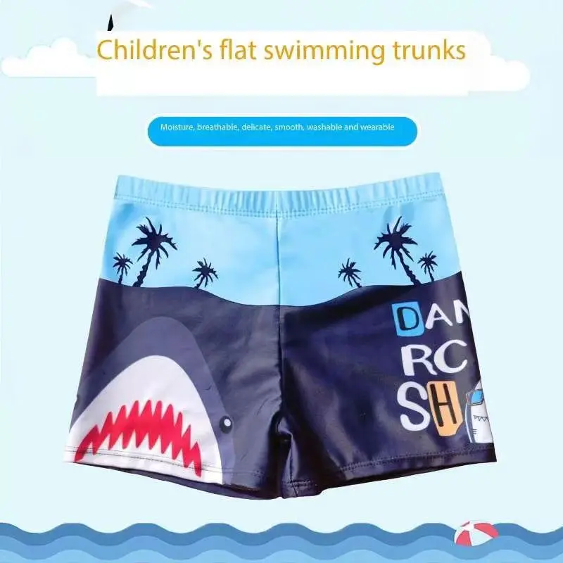 New Comfy Polyester Colorfast Fashion Kids Cartoon Print Swimsuit Summer Trunks Boy Beach Shorts for Diving