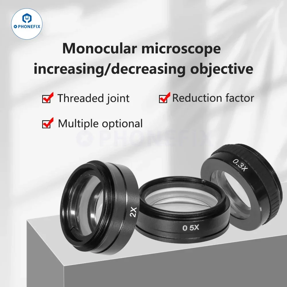0.3X 0.5X 0.7X 2.0X Auxiliary Barlow Objective Lens Thread M42mm For Industrial Zoom Stereo Binocular Trinocular Microscope