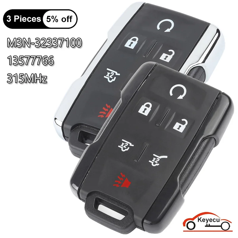 

KEYECU 6 Buttons 315MHz for Chevrolet Tahoe Suburban for GMC Yukon 2015-2020 Auto Remote Control Key Fob M3N-32337100 13577766