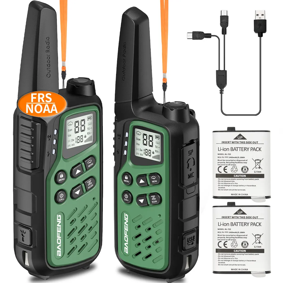 

2pcs Baofeng MP25 Mini Walkie Talkie FRS Portable Rechargeable LCD Display Two-way Radio Support Type-C Charger For Hunting