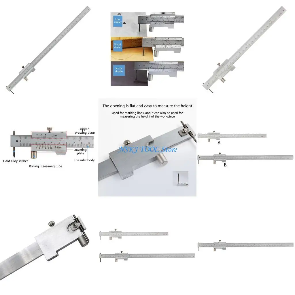 

L8RC Stainless Steel Vernier Caliper 200/300mm Double Marking For Students Hobbyists