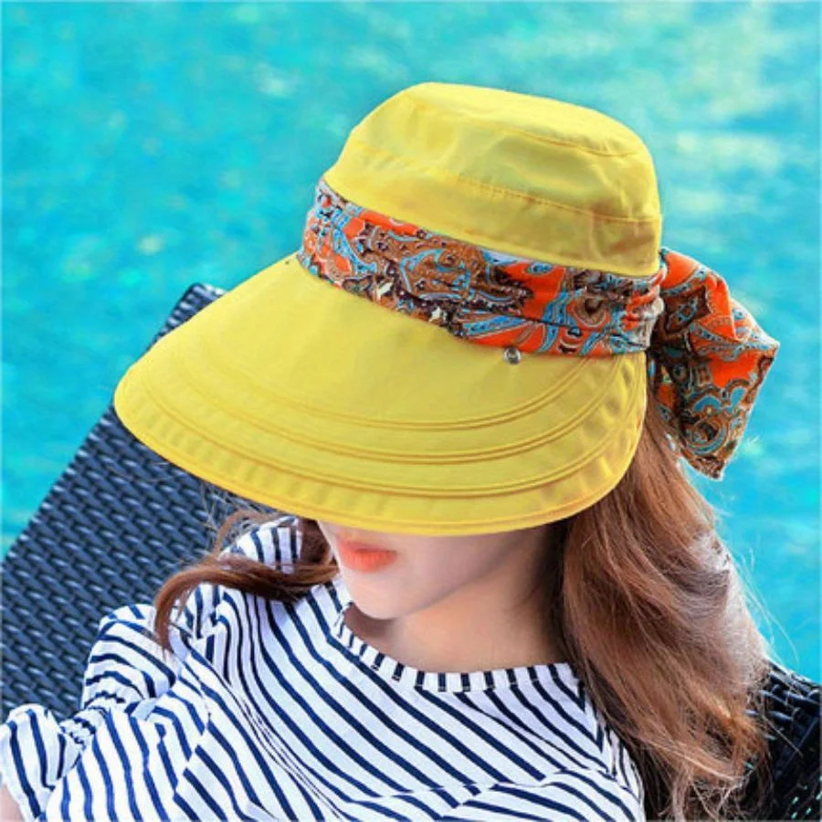 

Women's Sun Hat Cycling Breathable Visor Caps Female Scalable Brim Empty Top Baseball Cap Wide Brim Cap UV Protection Beach Hats