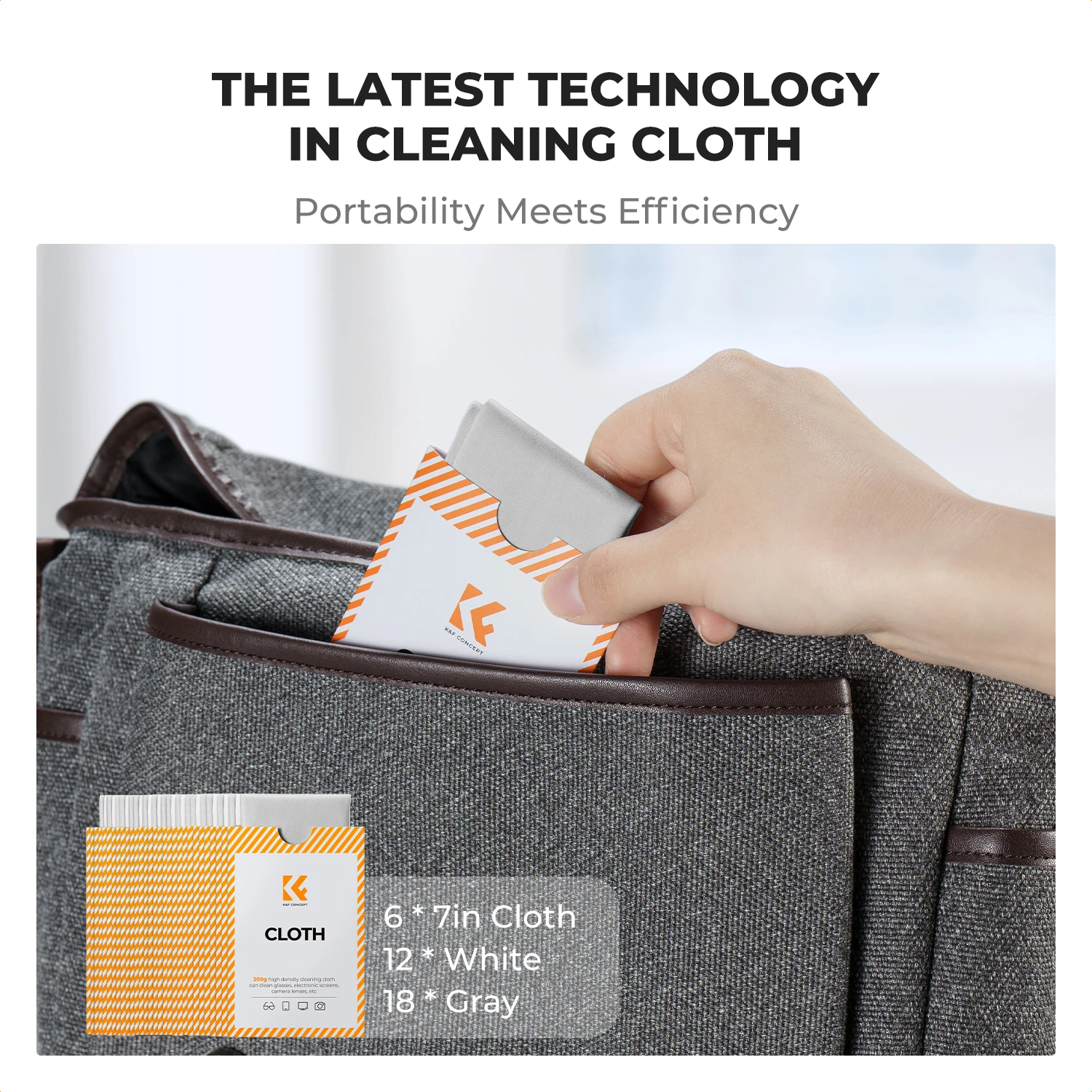 K&F Concept 15x18cm Panos de limpeza de microfibra premium Pano de limpeza de lentes para lentes de câmera, óculos, telas de telefone, câmeras