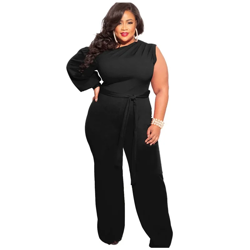 SOMO Off spalla tuta donna manica singola Plus Size vestito Sexy Club Wear pantaloni gamba larga pagliaccetti Dropshipping all'ingrosso