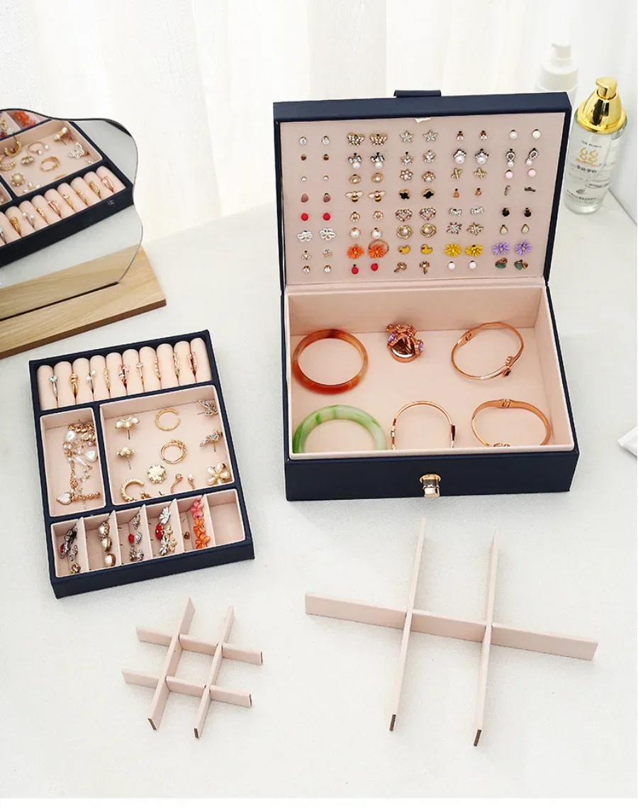 High-end European Large-capacity Multi-layer Jewelry Box Earrings Necklace Ring Jewelry Organizer Display Storage Box