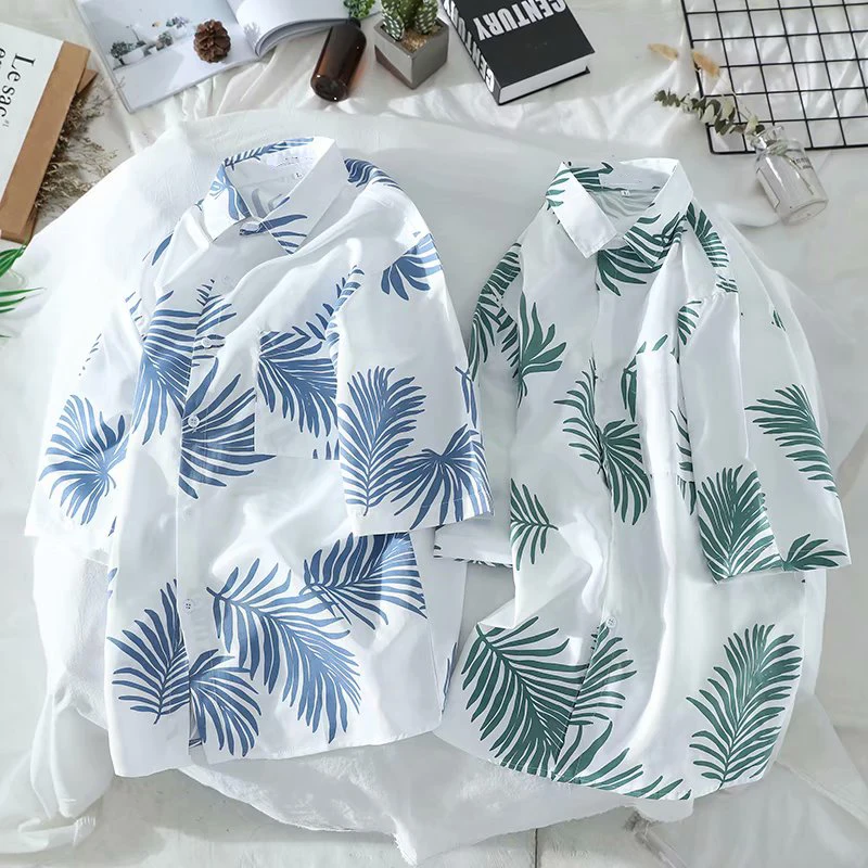 Hawaii Short Sleeve Floral Shirt Men's Summer Casual Beach Style Fashionable Lightweight Loose Fit Sun Protection Top
