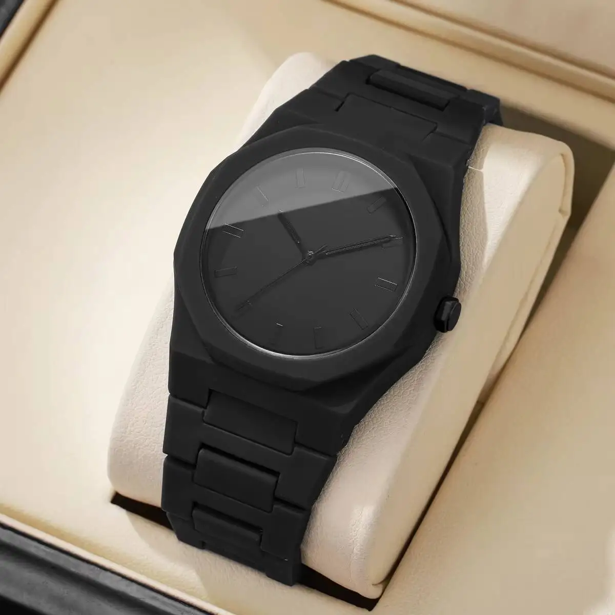 Fashion Plastic Band Men Watches Simple Dial Quartz Wristwatch For Mens Clock Reloj Hombre（Without Box）