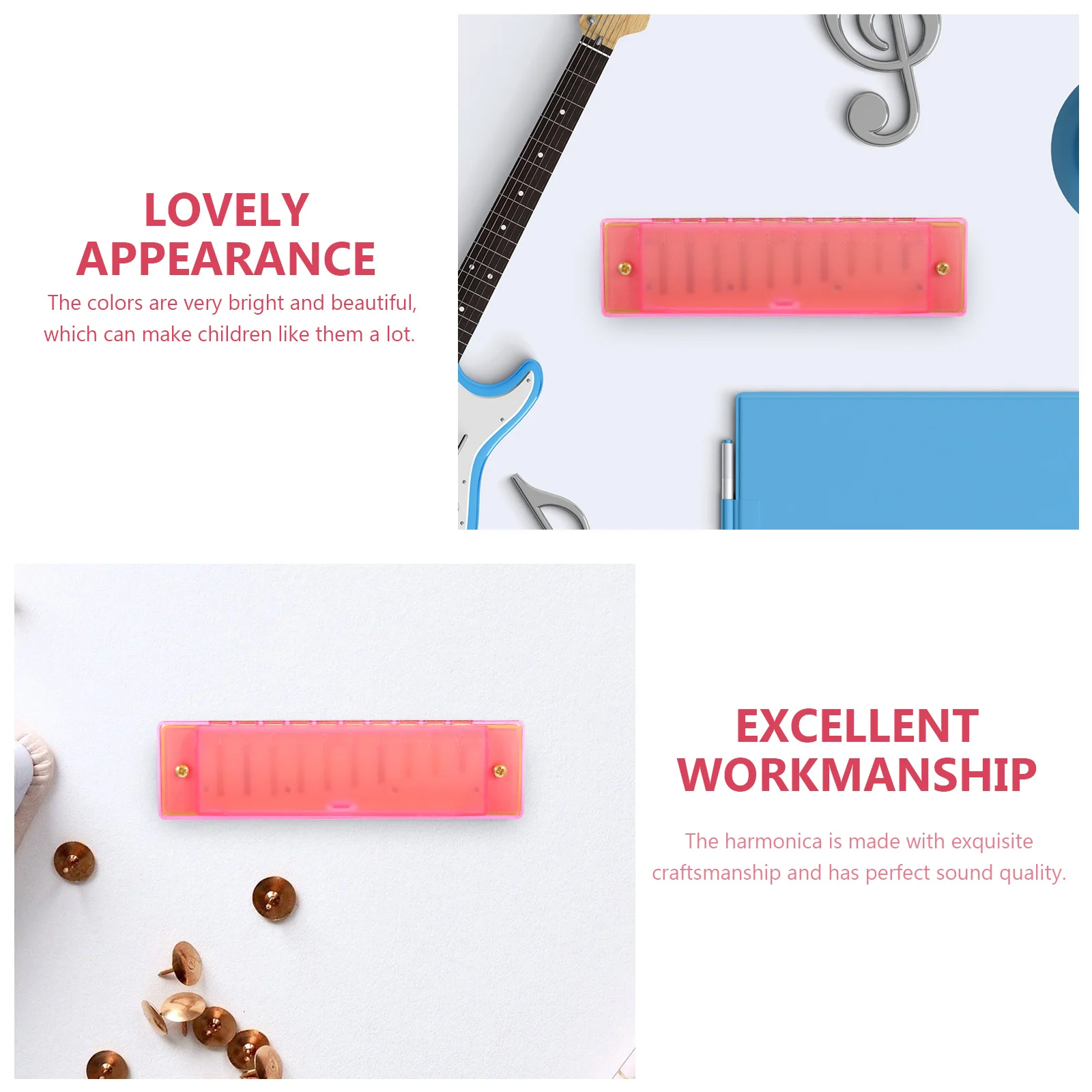 

Beginner Harmonica Kids Plastic Mouth Organ High-Quality Durable Musical For Children Adults Ten Holes Portable Instrument