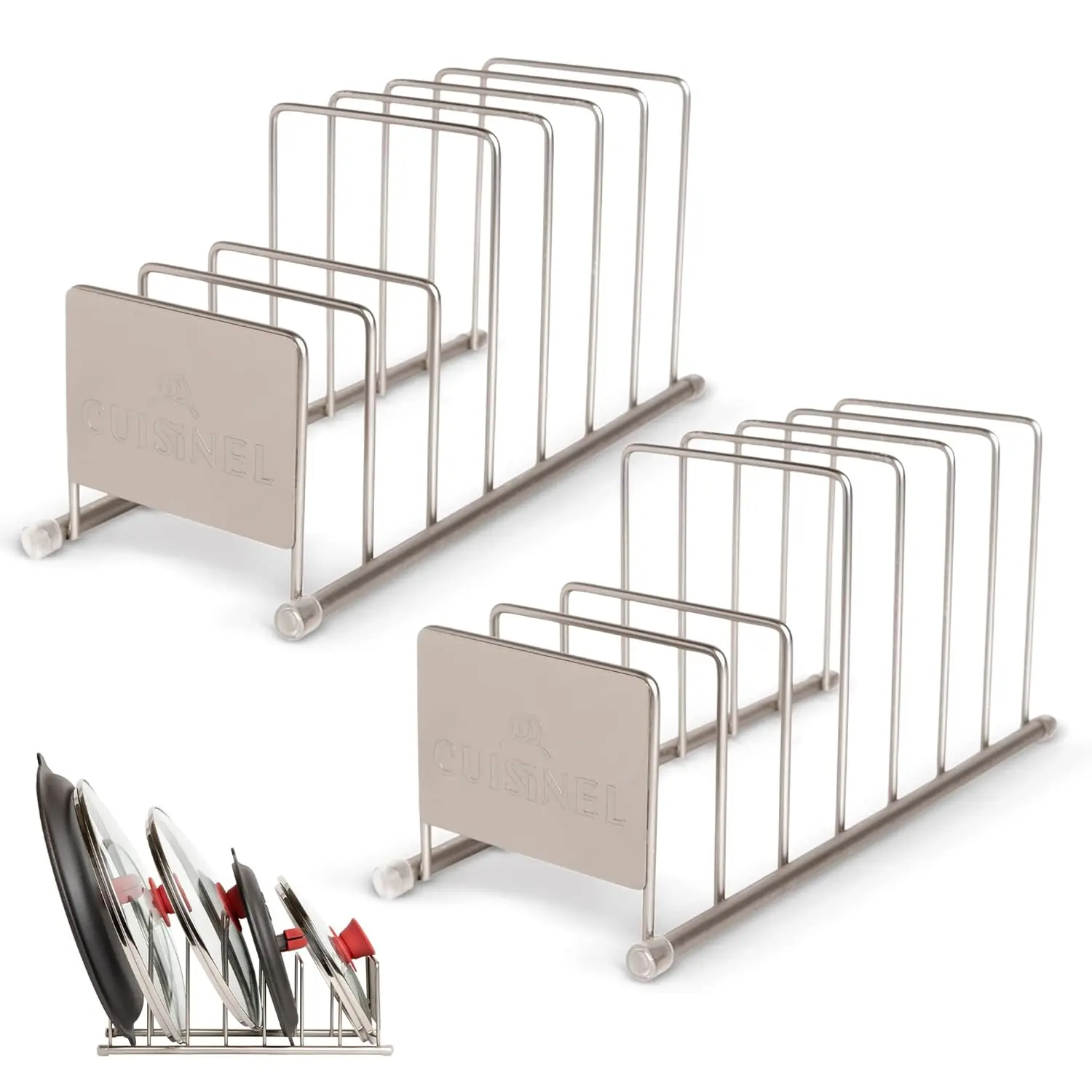 

Органайзер для тарелок и крышек из матового никеля – набор из 2 штук, решение для хранения на кухне