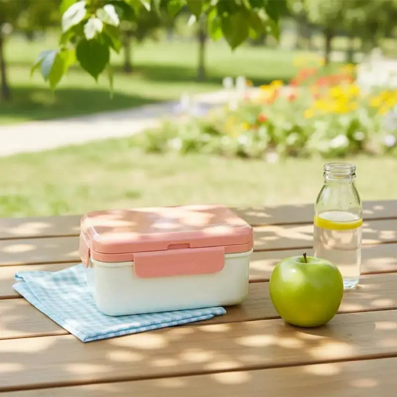 New New Plastic Three Compartment Lunch Box Microwave Safe Sealed Bento For Students And Office Workers