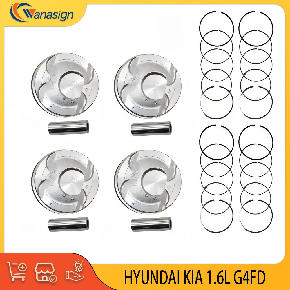 STD Piston Kit For Hyundai KIA i30 i40 ix35 TUCSON VELOSTER CARENS PRO CEED SOUL SPORTAGE 1.6L L4 16V GAS G4FD 2010-2024