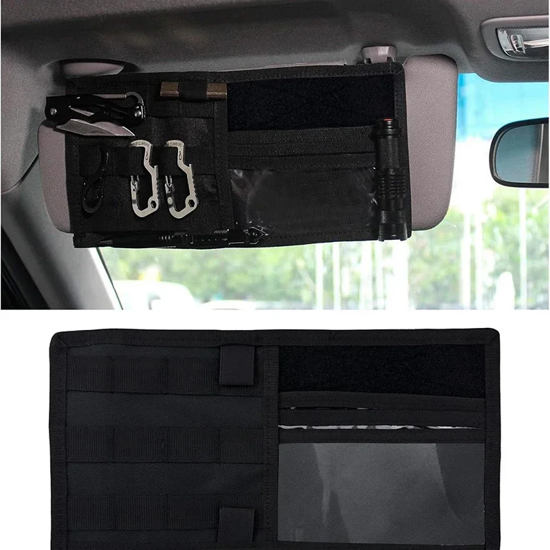 Tactical MOLLE Vehicle Sun Visor Panel EDC Tool Pouch CD Storage Bag Truck Car Sun Visor Organizer Auto Gear Holder Accessories