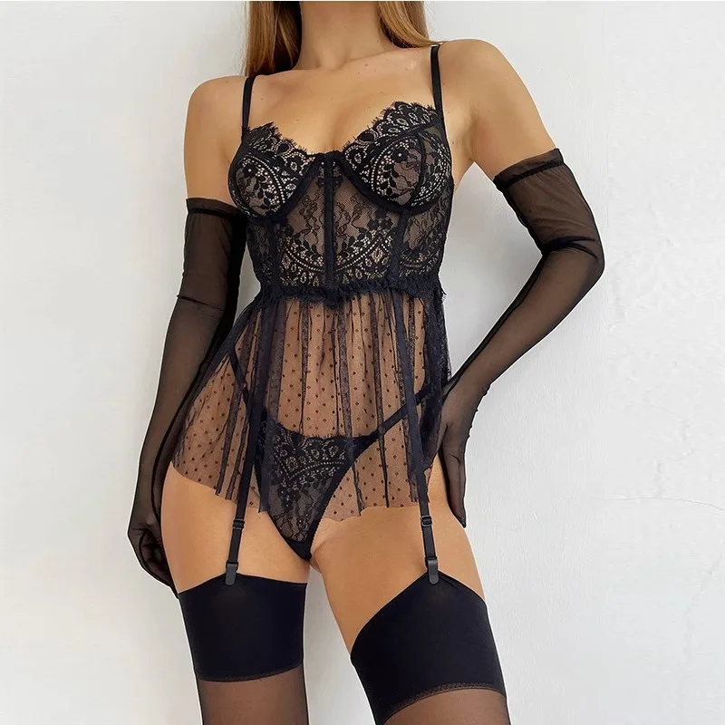 

Sexy adult female lingerie Pour Femmes Ultra Sexy Seins Lace Suspenders Sexy Lingerie Set Dress sexy lingerie set