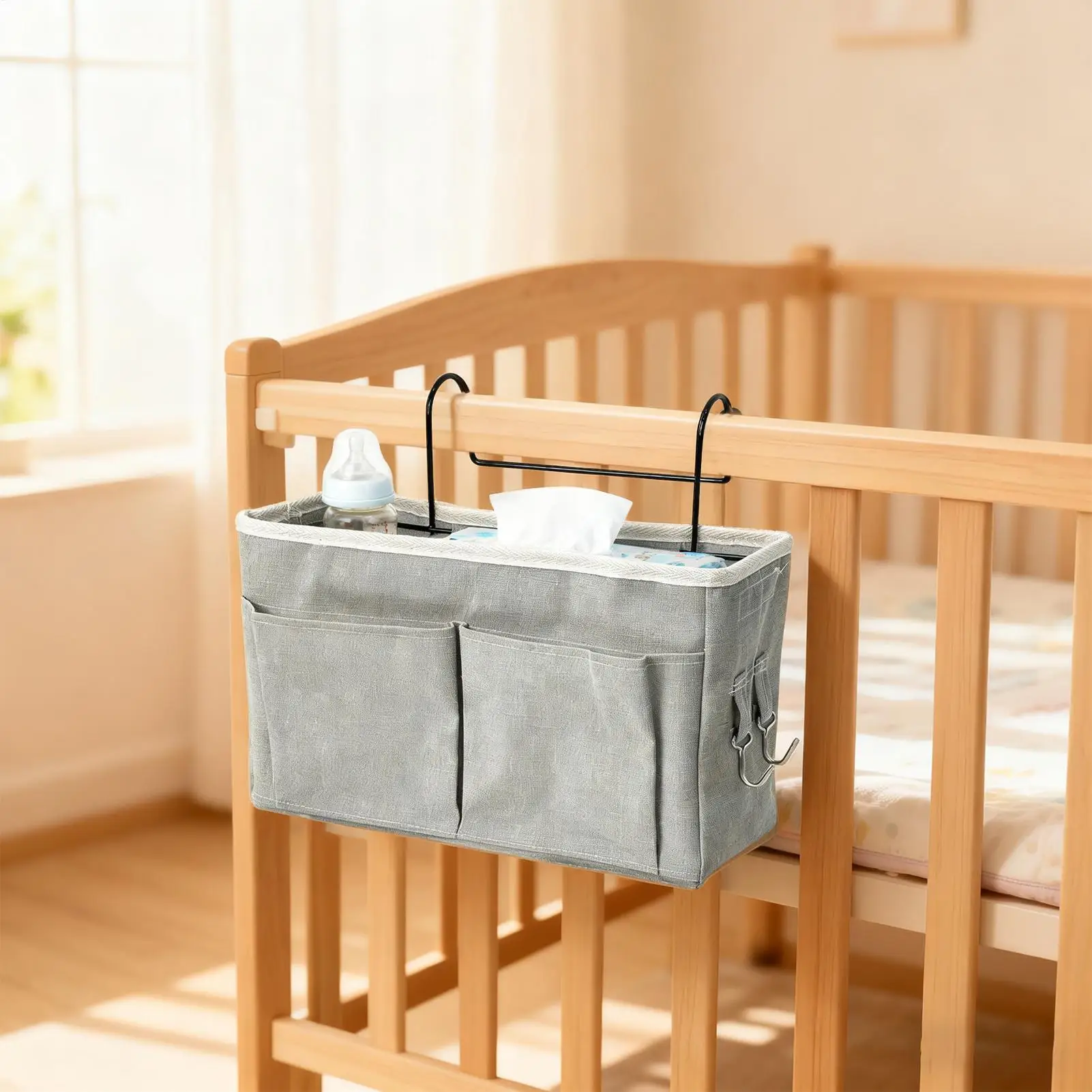 جيوب السرير تخزين بجانب السرير قابل للتعديل وموفر للمساحة حقيبة تخزين زجاجات الأطفال لغرفة النوم وغرفة الأطفال بطابقين #4