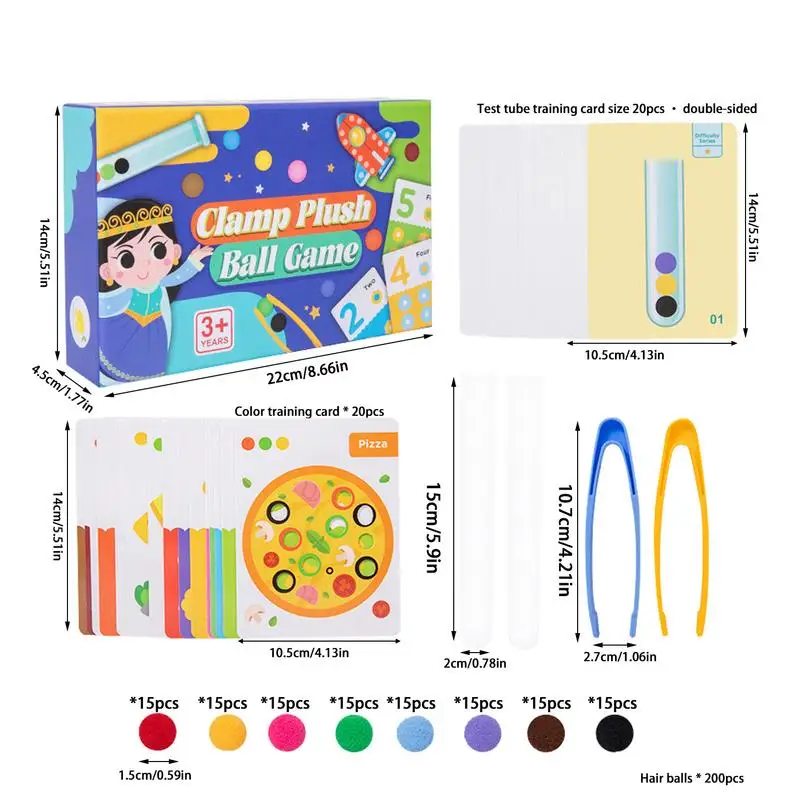 Jeu de correspondance de reconnaissance de couleurs avec Clip de boule en peluche, avec Tube à essai, jouets d'apprentissage et d'éducation, développement avec perles en peluche colorées