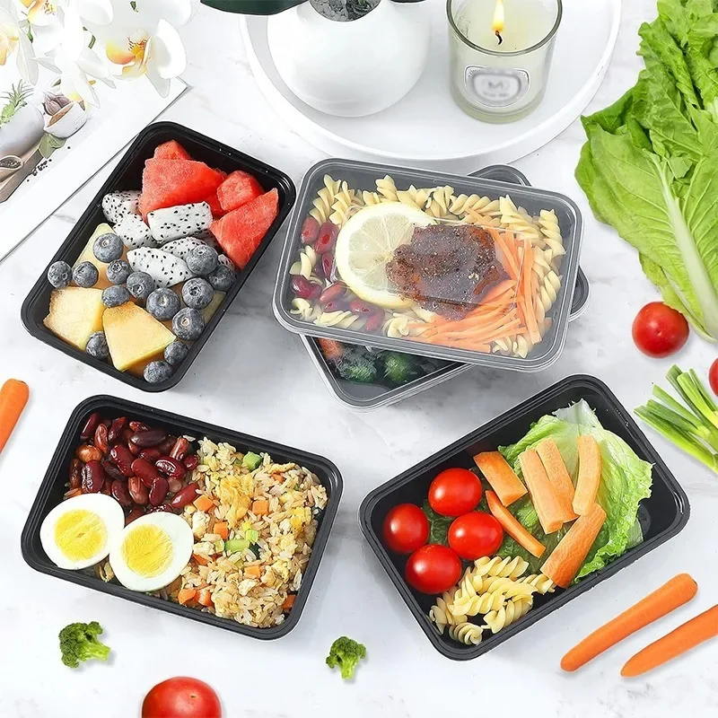 1-100pcs Food Packing Boxes Disposable Meal Storage Lunch Containers for Fridge Camping Picnic BBQ Party Rectangular Bento Boxes