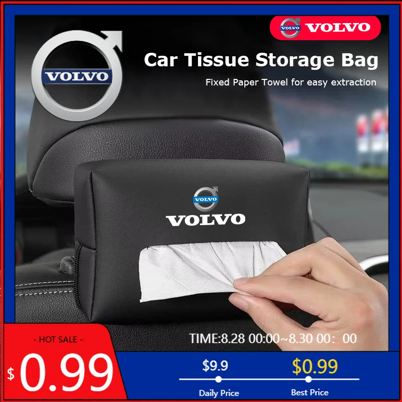 

Подстаканники 2026, сумка для хранения салфеток с логотипом автомобиля, органайзер для бумажных полотенец для Volvo ES90 EC40 EX40 EM90 XC90 V90 V60 XC60 V40 S80 S