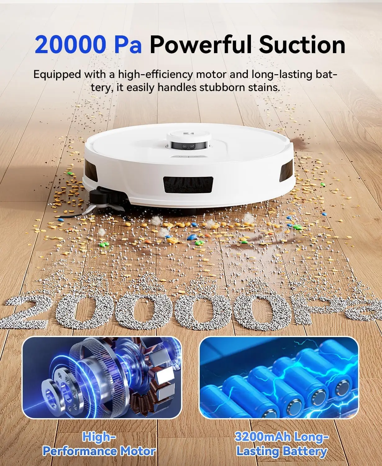 ^For Robot Vacuum and Mop 20,000Pa Robot Vacuum Cleaner,120Day Self Emptying Vacuum Robot,Lidar Navigation,5G/2.4GWiFi APP