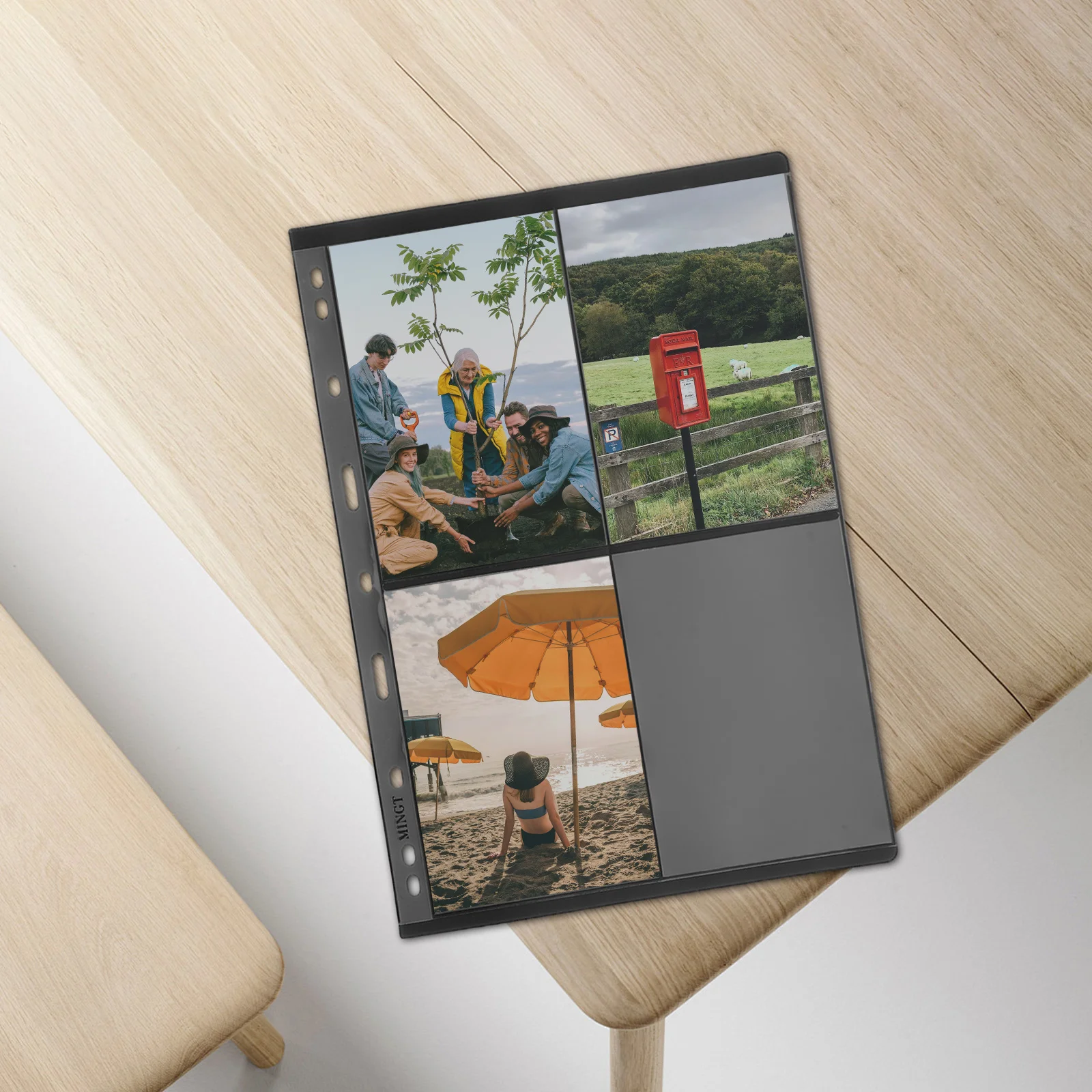 

10Pcs Double Sided Stamp Album Insert Pages Black PVC 9 Hole Stamp Display Collection Binder Sheets 9-Hole Display Pages