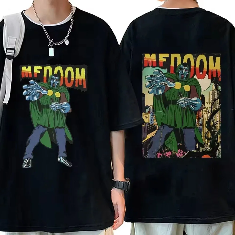 Camisetas Mujer ملابس رجالية أوم طباعة تي شيرت جديد في أفضل المغني Mf Doom Madlib Madvillain مزدوجة الوجهين الجرافيك التي شيرت