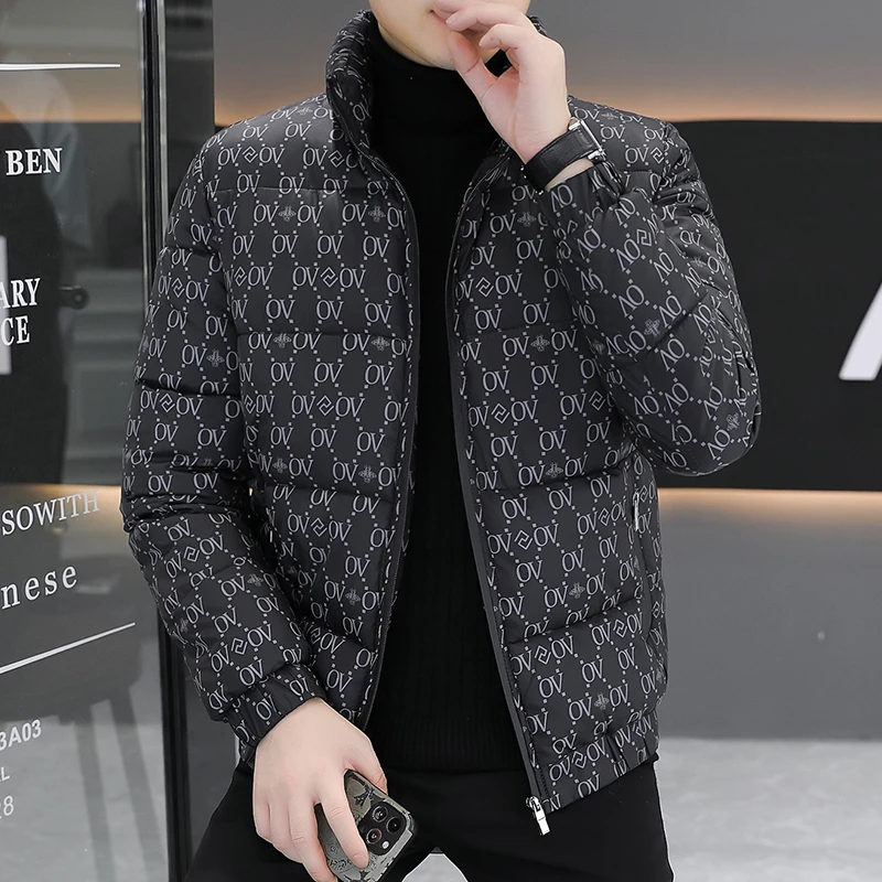 

2025 New Winter Men's Down Cotton Jacket Short Thick Warm Stand Up Collar Casual Fashionable Versatile Winter Coat