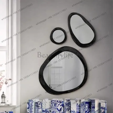 Special-shaped side mirror living room porch decorative background wall mirror American art