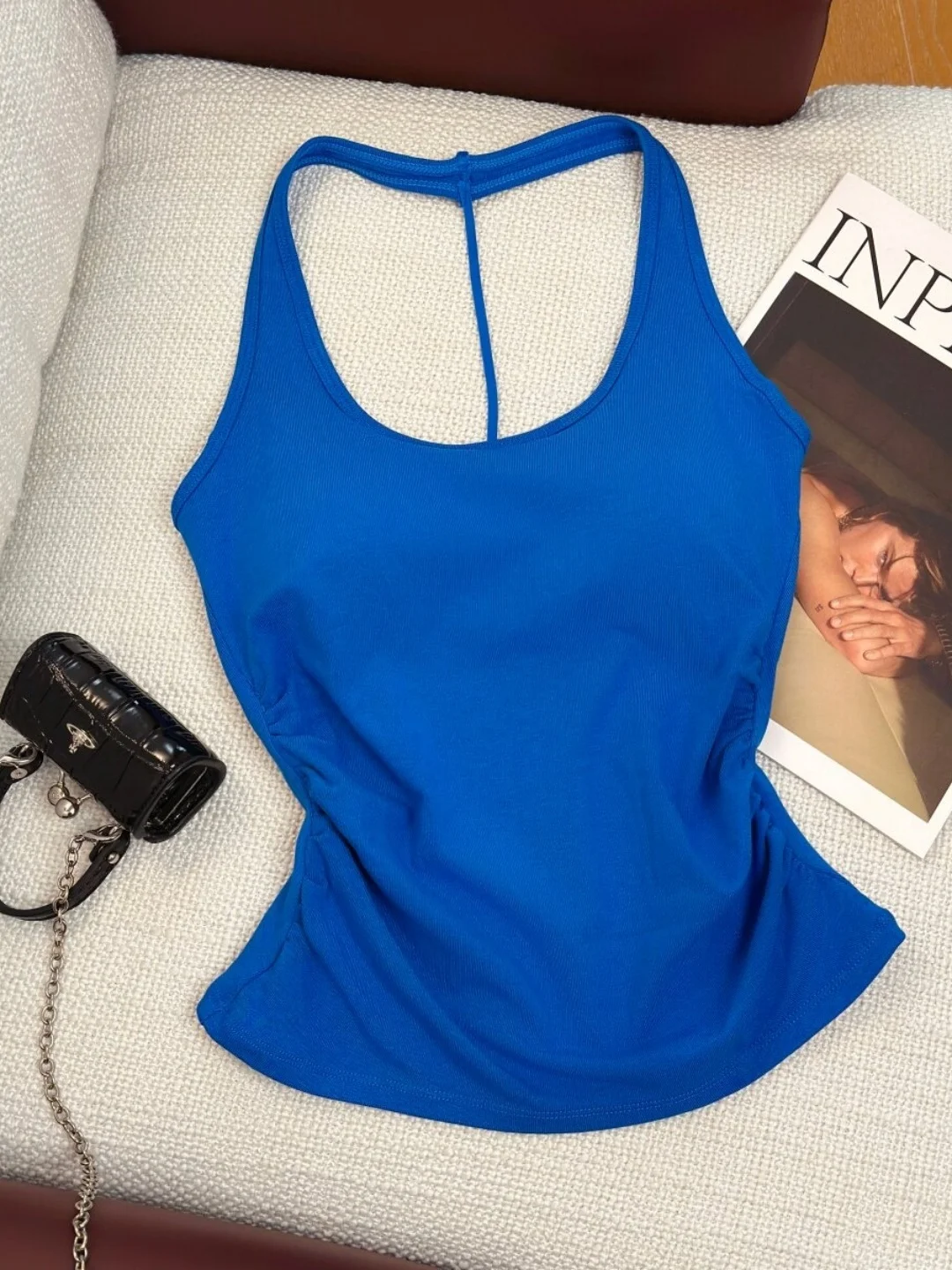 

Summer Strapless Women's Integrated Chest Pad Vest Top Breathable Moisture Wicking Regular Fit Cotton Blend