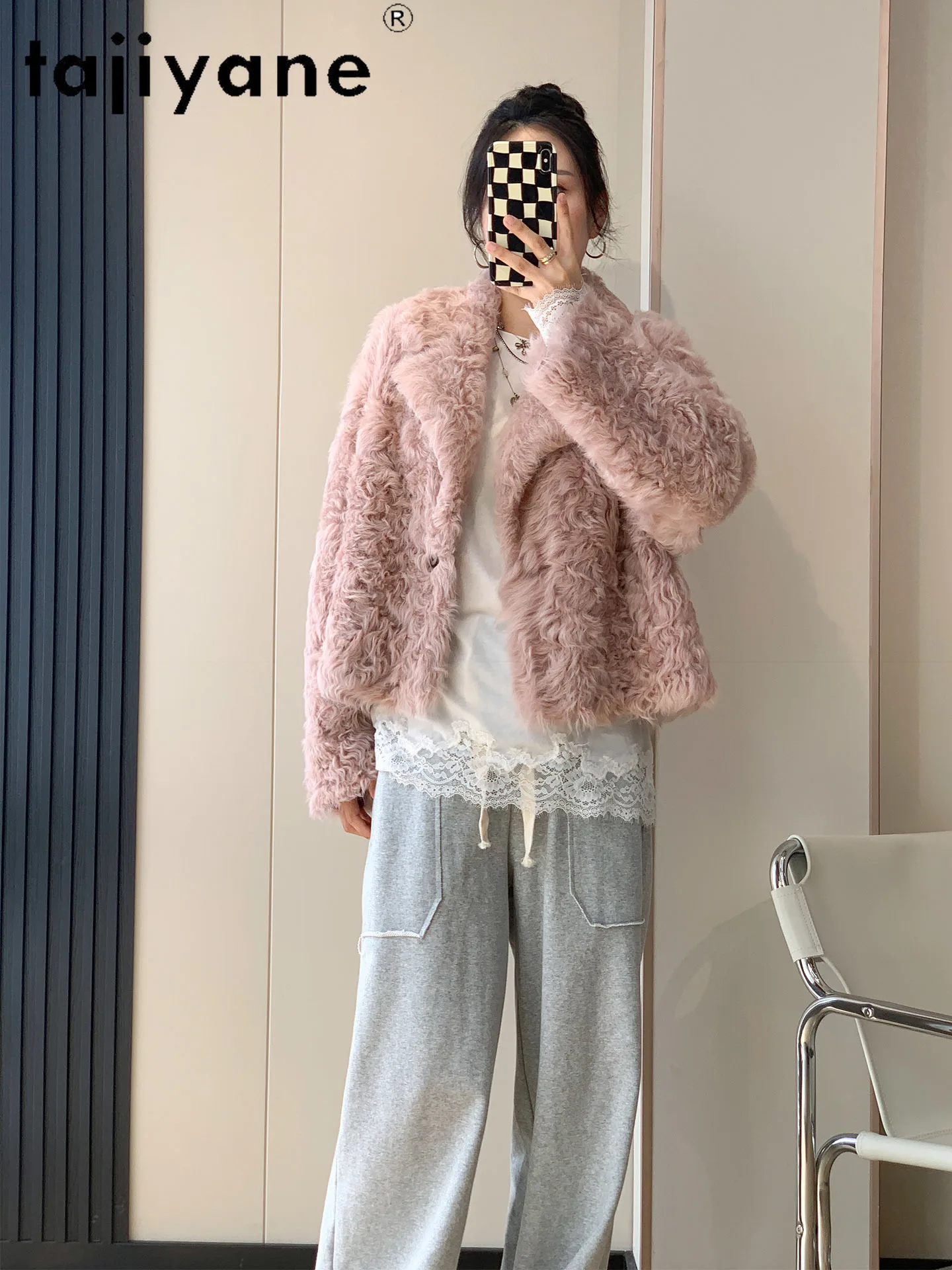 TAJIYANE 100%Natural Tuscany Wool Sheepskin Double Faced Fur Coat Woman Turn-Down Collar Real Fur Jacket Winter Clothes 2025шуба