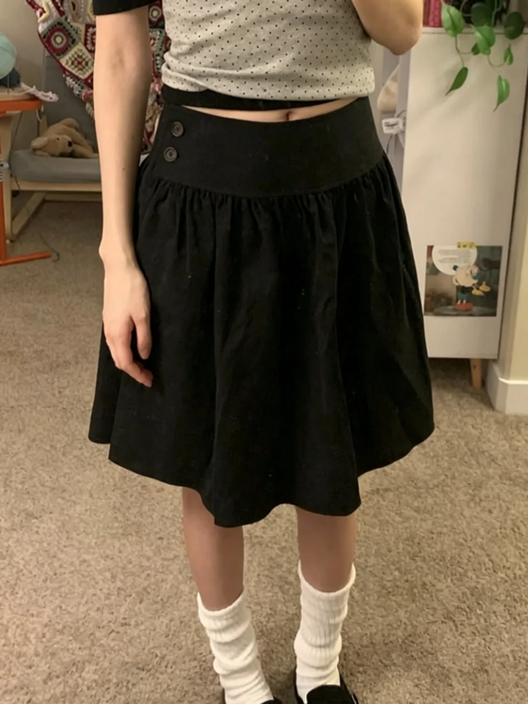 PANiANiA Korean Style Vintage Black Spicy Girl Bloomer Skirt Casual Mid-Length Women's Ins Pleated Puffy Half Skirt