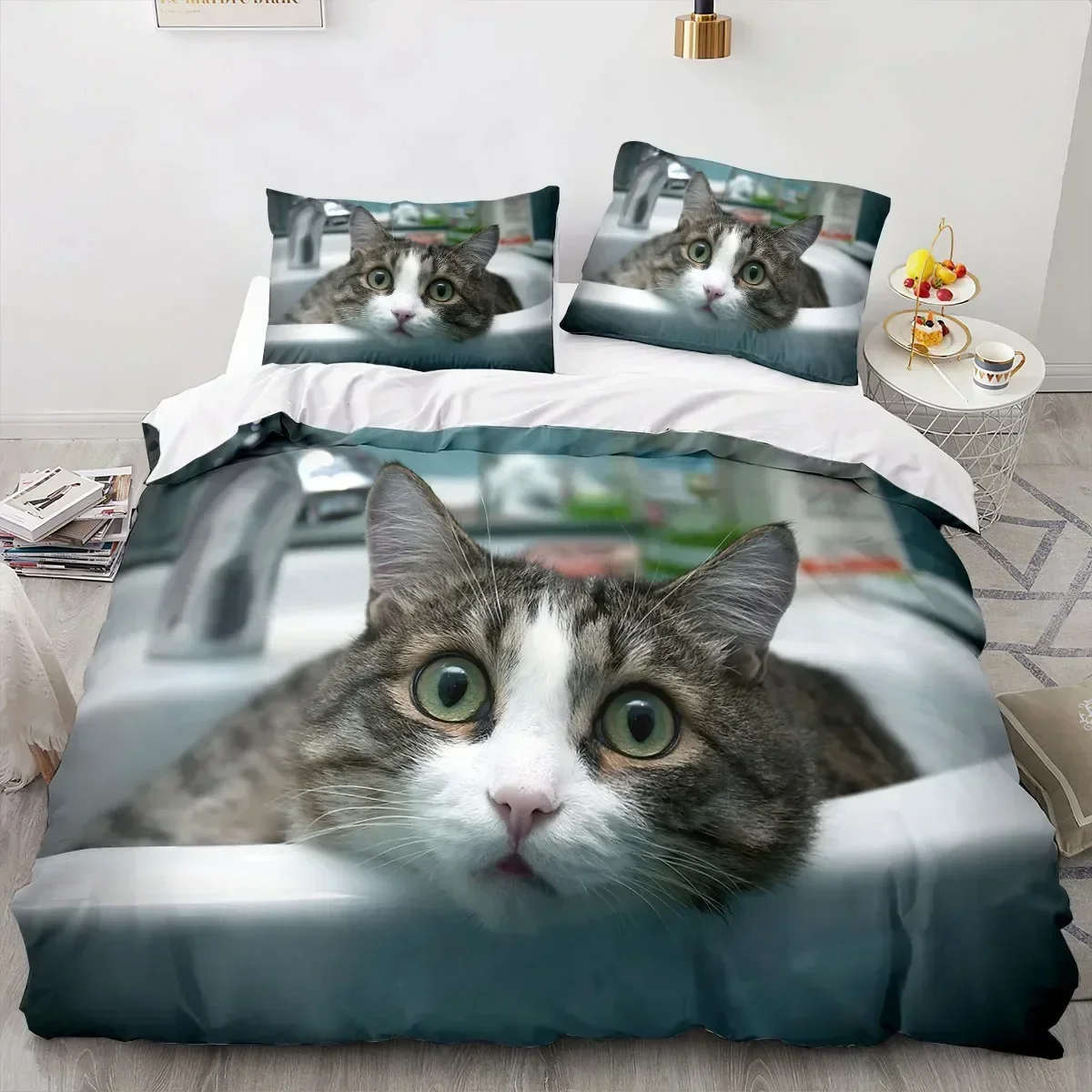 Animal Cat Supplies Set Duvet Cover Set Bedding Sets For Adults Bed With Pillowcases No Filling Luxury Birthday Gifts 4