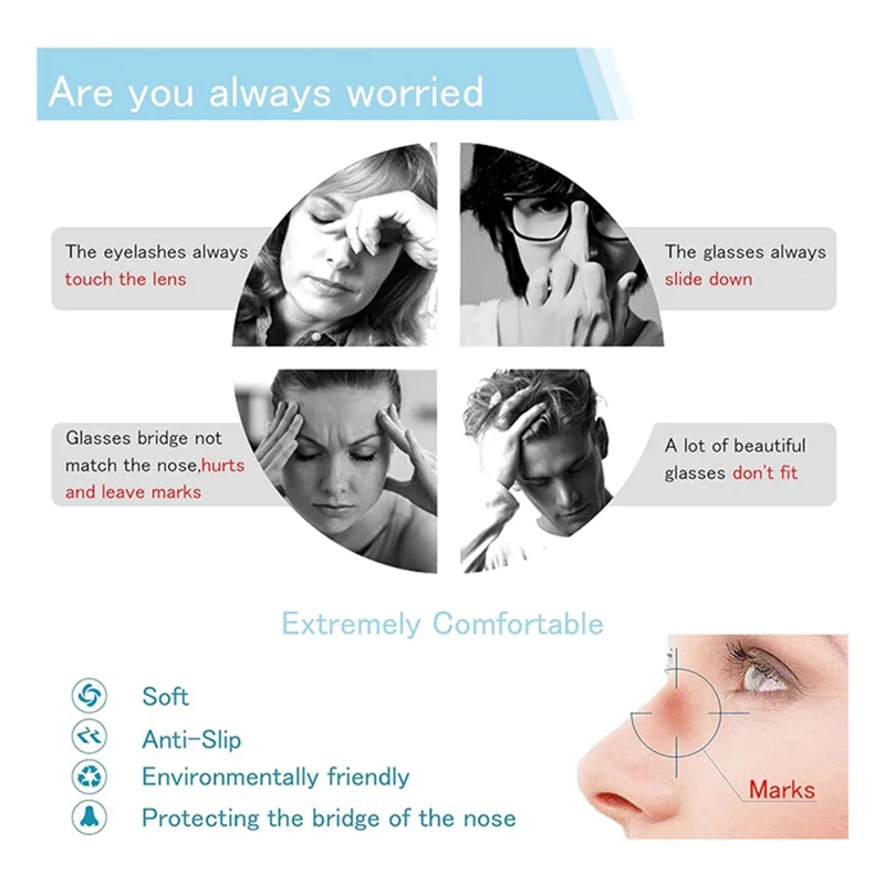 

A44Z-очки для носа, мягкие силиконовые носоупоры в форме желе и воздушной камеры, сменный комплект носоупоров для очков с винтами