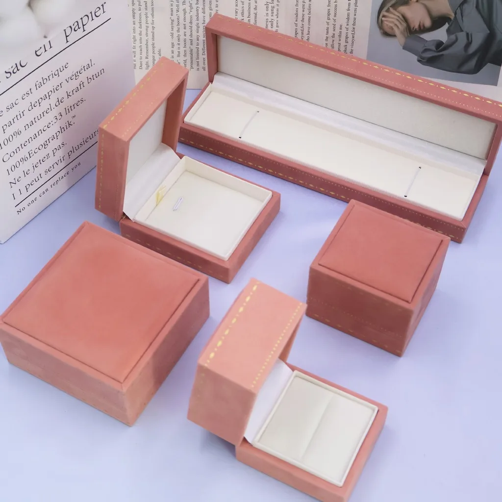 High-End Jewelry Box with Velvet Interior Minimalist Luxury Ring Pendant Necklace Bracelet Bangle Storage Case Gift Box