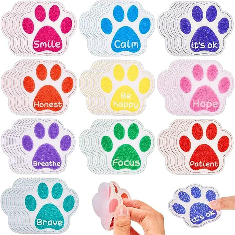 600pcs Anxiety Relief Sensory Stickers Dog Paws Shape Relief Items To Reduce Pressure Sensory Bump Particles Touch