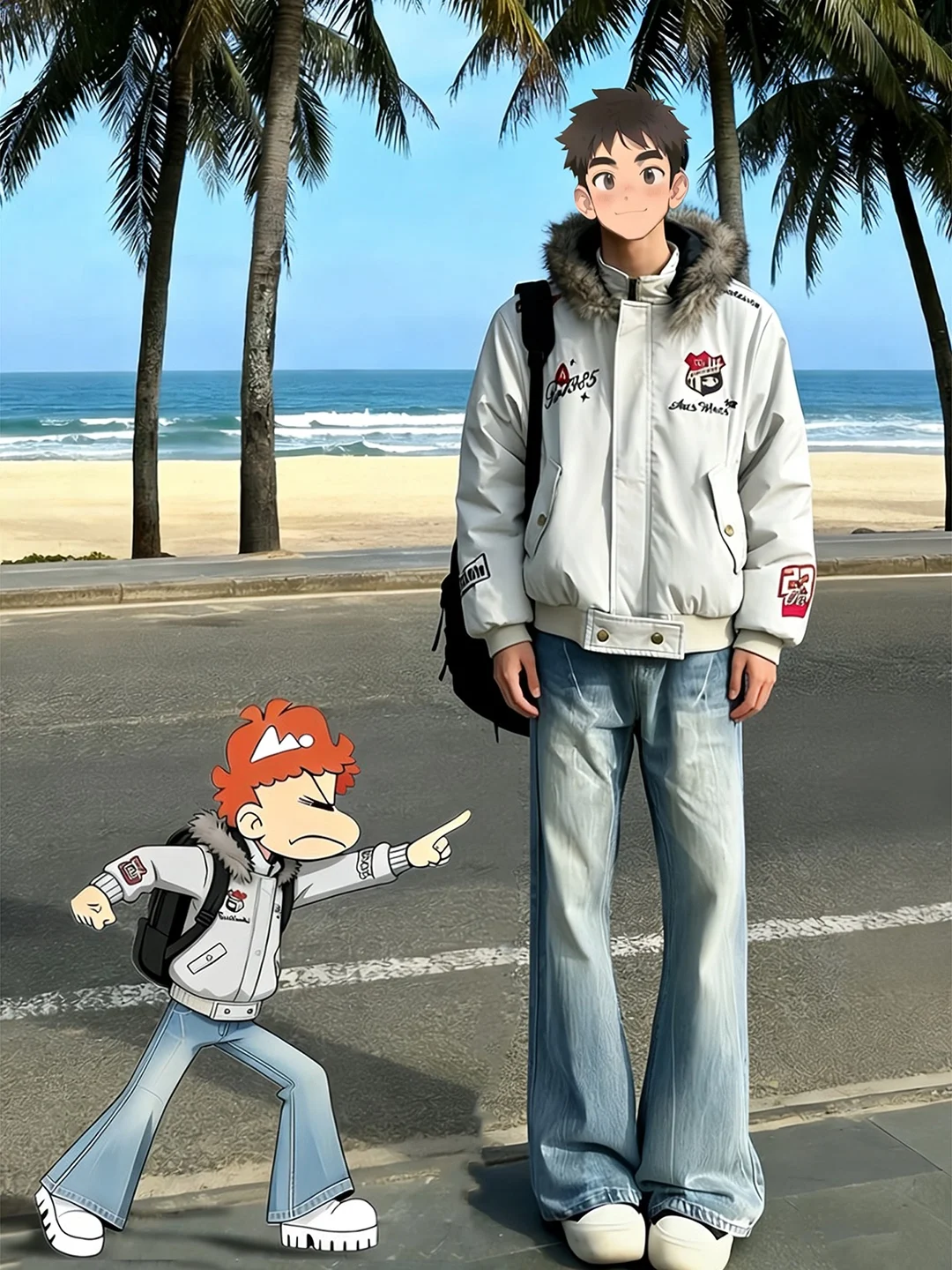 

Мужские зимние джинсы Blue Thunder Stripe Fce Lined Flared с эффектом удлинения ног, зауженные, повседневные, с молнией на средней талии