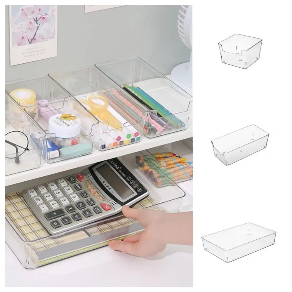 Transparent Transparent Desk Storage Box Plastic Anti-Scratch Clear Drawer Organizer Wave Point Space Saving