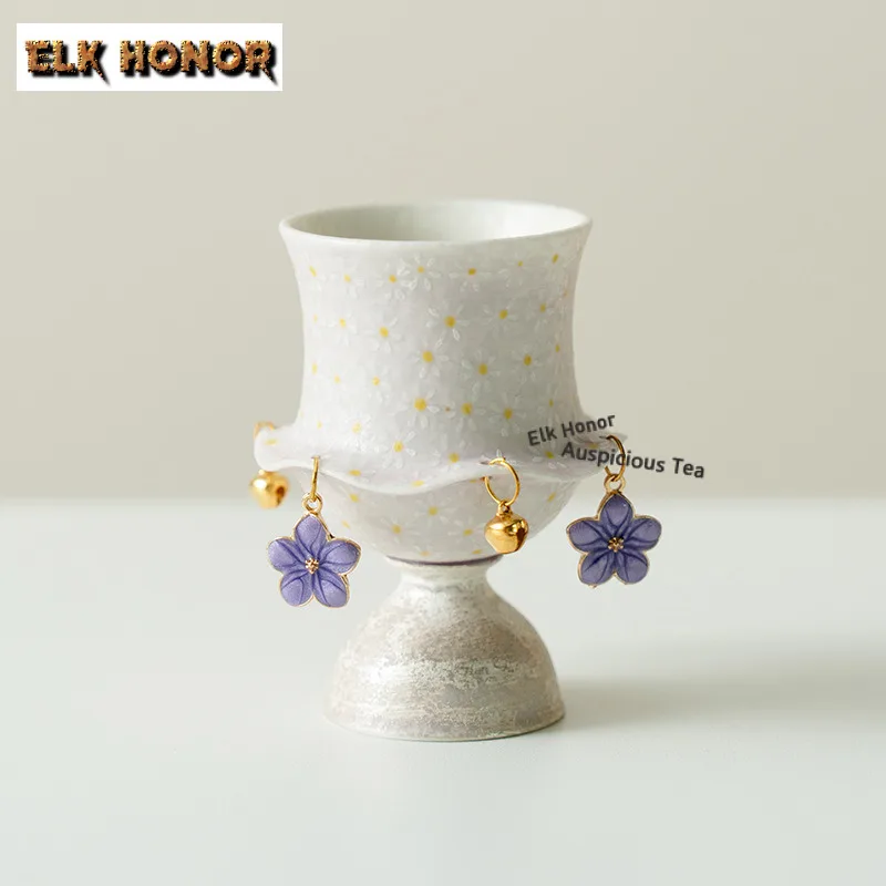 

68ml Hand-drawn Little Daisies Teacup Antique Tea Bowl Cute Cup Tea-tasting Meditation Cup Jianzhan Master Cups Cha Accessories