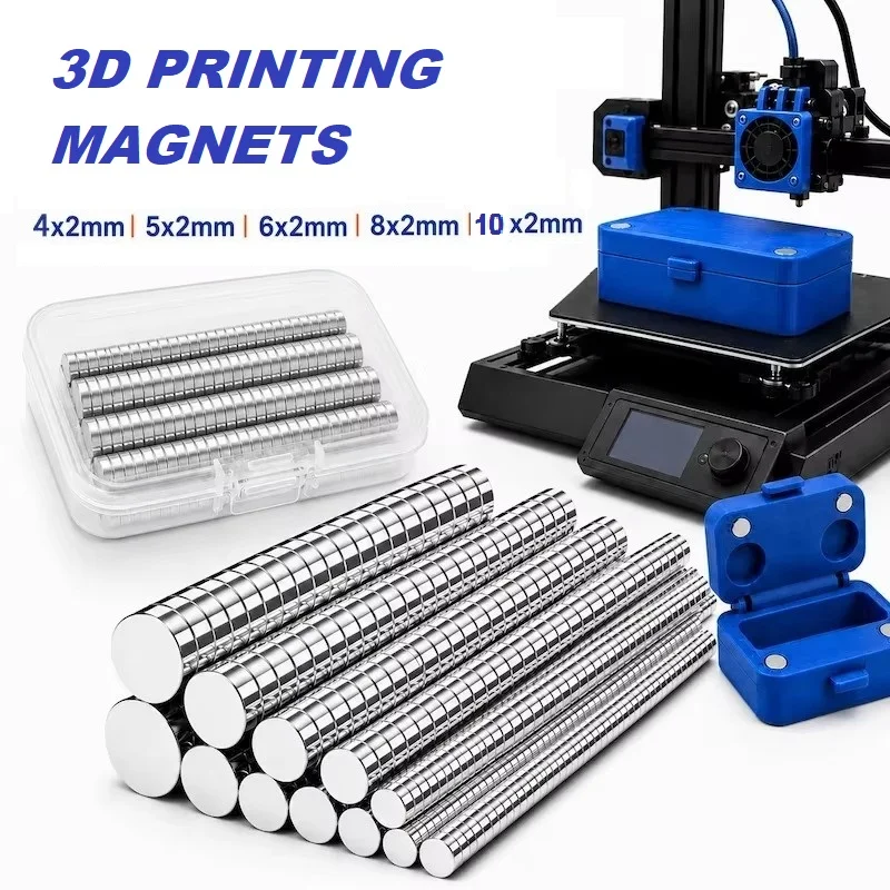 120pcs 3D Printing Magnets Set 4 Different Sizes Powerful Neodymium Magnet 3d Printing Tools Kit Multi-Use for Fridge, Storage