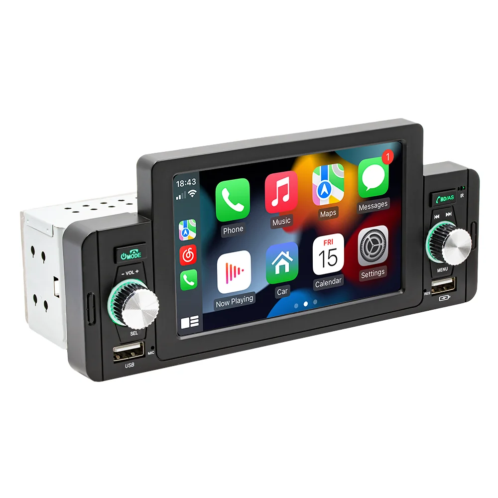 

For Podofo 5 Inch 1 Din Car Radio Carplay Android Auto Stereo FM USB Fast Charge Head Unit Autorado Reversing Aid TV EU Stock