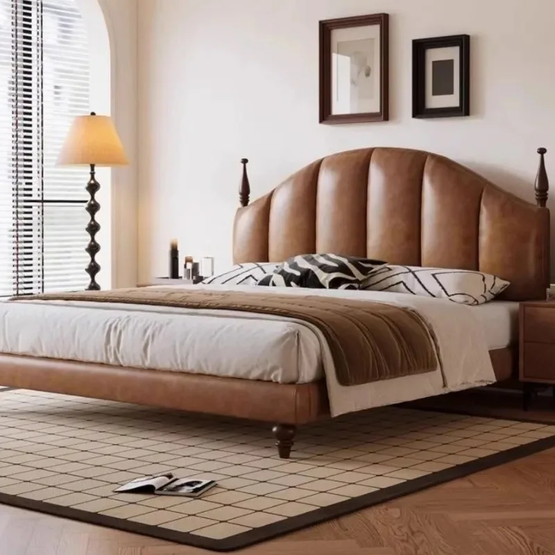 

Family Headboard King Bedroom Beds French Double Lounge Adults Bed Frames 180x200cm Minimalist Full Size Home Bedroom Furniture