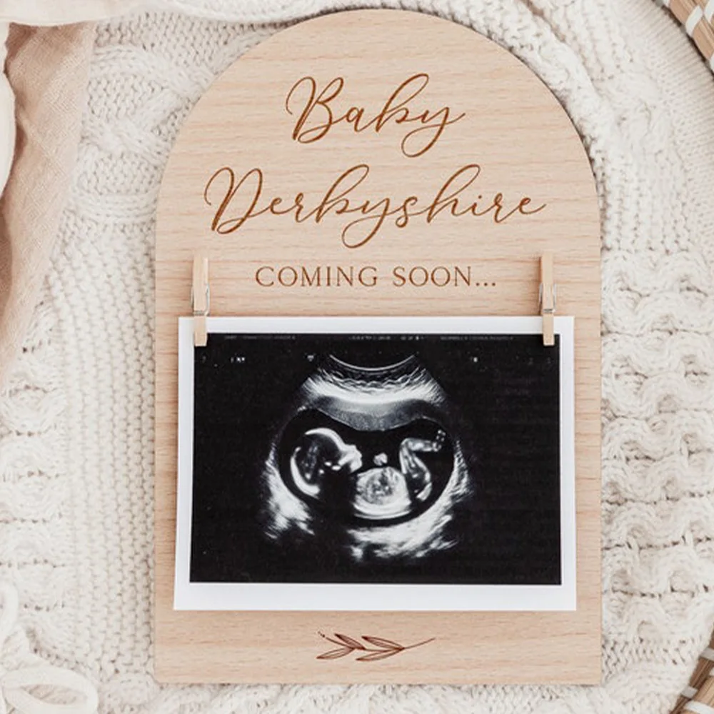 علامة إعلان الحمل الشخصية |   لوحة خشبية لتاريخ التيار l إطار مسح للأطفال منقوش |   قرص دعامة صور الوسائط الاجتماعية