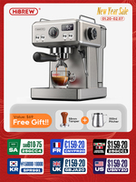 HiBREW 20Bar Semi Automatic Espresso Coffee Machine Temperature Adjustable 58mm Portafilter Cold/Hot Coffee Maker Metal CaseH10A