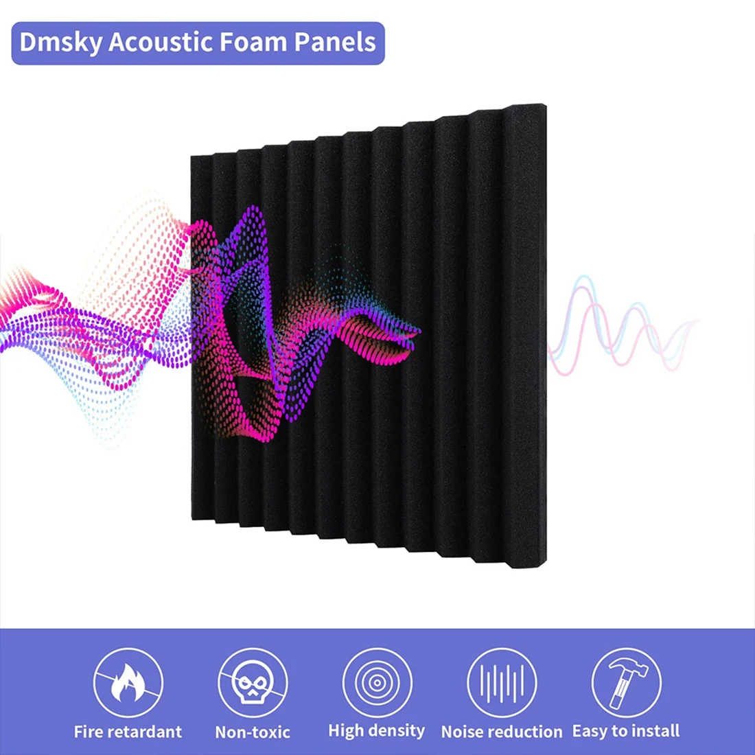 24 Pack Acoustic Foam Panels Soundproof Studio Foam Acoustic Treatment Foam Sound Insulation Panels Wedge for Studio,Etc