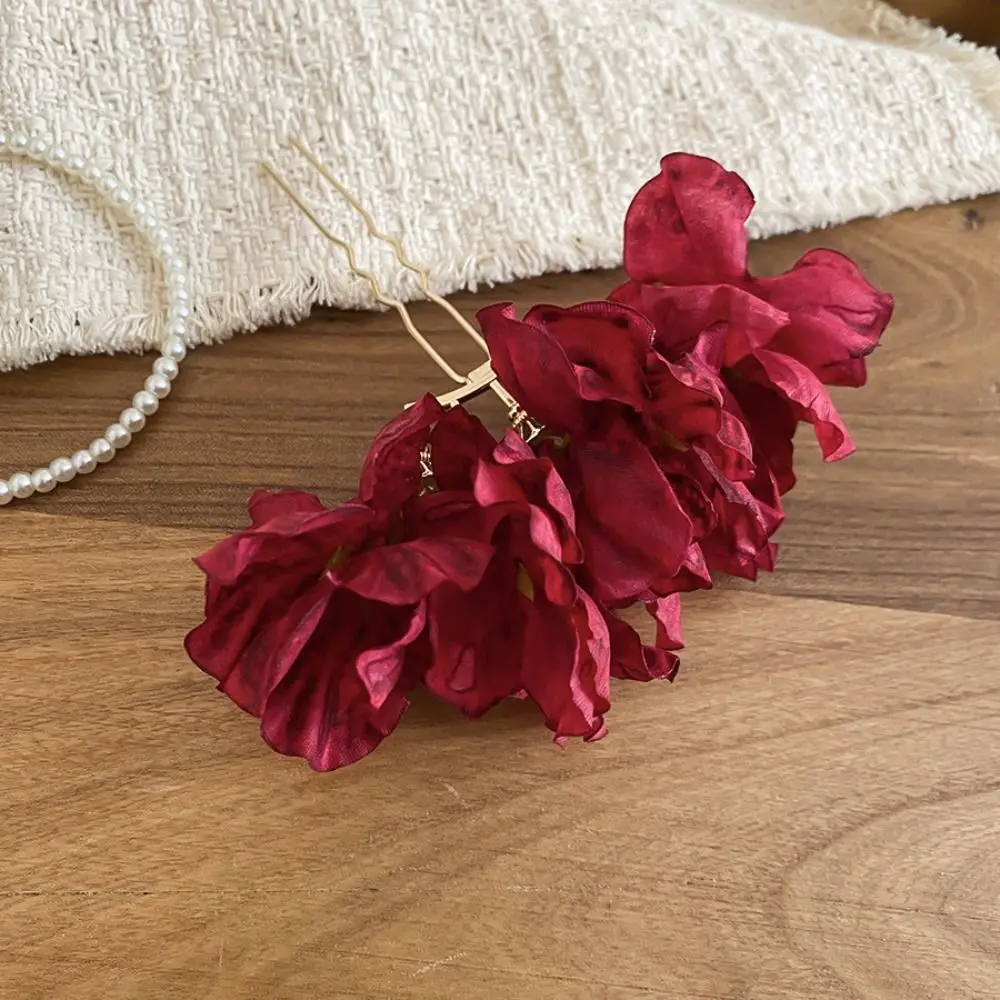 Headdress Sweet Flower Hair Stick Bohemian Simulation Flower Chinese Style Side Clip Fairy Hairpin Bride Hair Accessories Daily