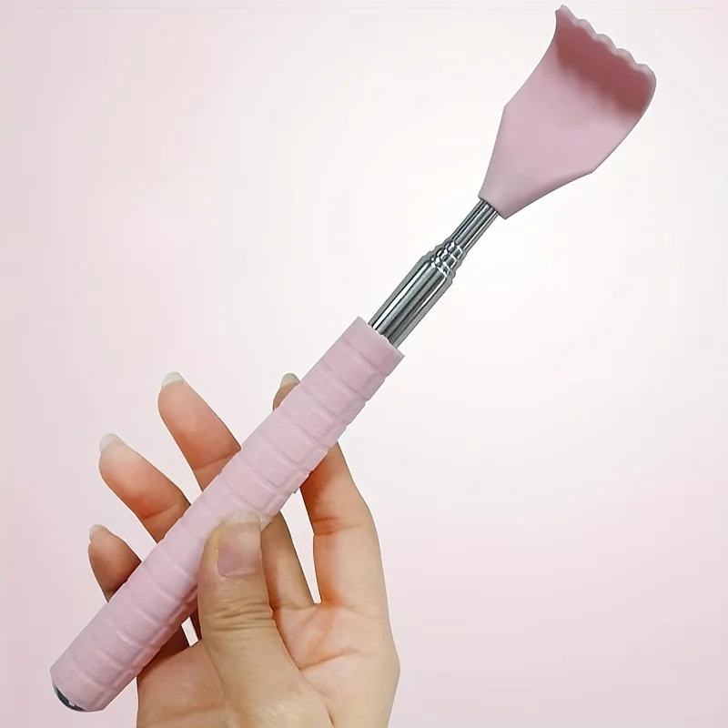 Extendable Back Scratcher, Stainless Steel Portable Telescopic Rubber Handle Back Scratchers，Portable Acupoint Massager scalable