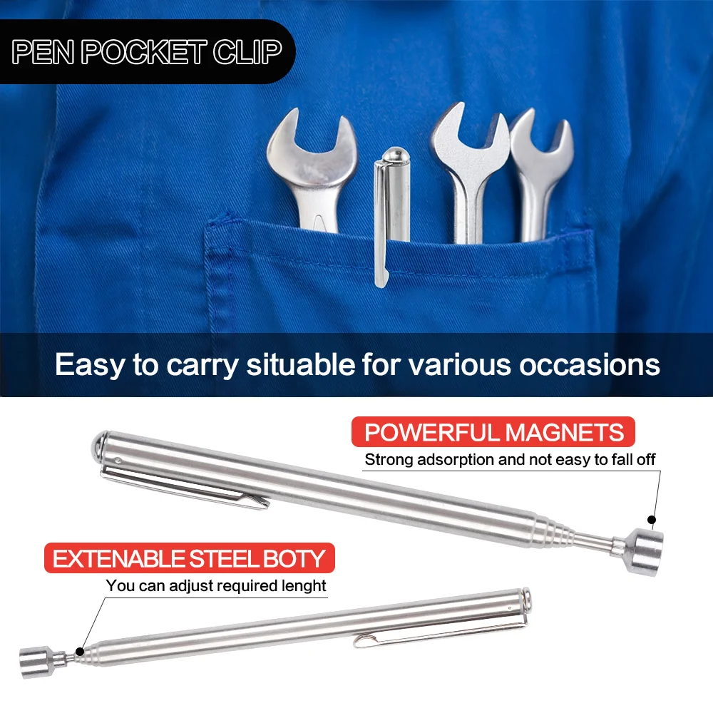 5PCS Portable Telescopic Magnetic Picking Up Tool with 360° Inspection Mirror For Extra Viewing Pickup Dead Angle Repairing Tool