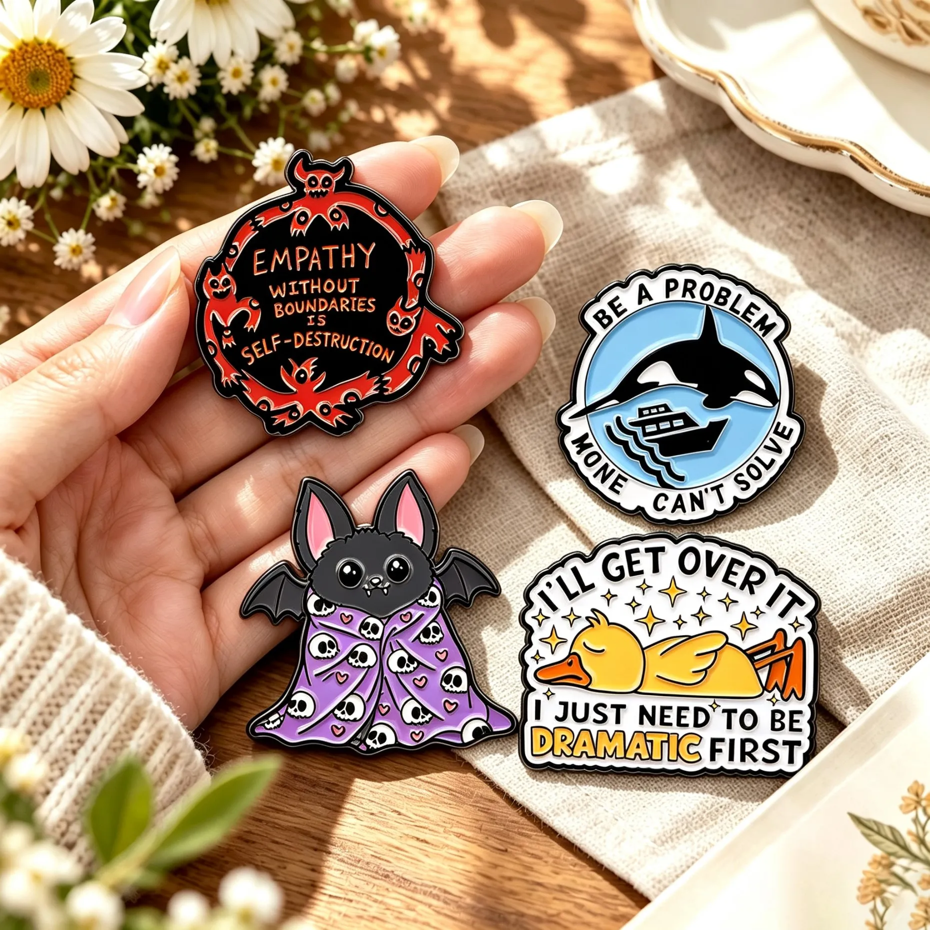 Bat Duck Whale Enamel Pins Quotes Brooches Badge Lapel Pin For Backpack Clothes Accessories Animal Jewelry Birthday Gifts